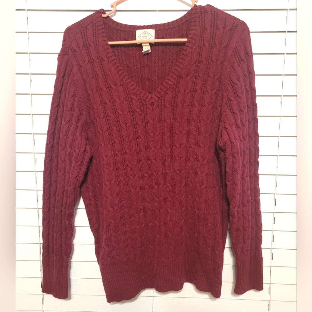 Burgundy Cable Knit Sweater